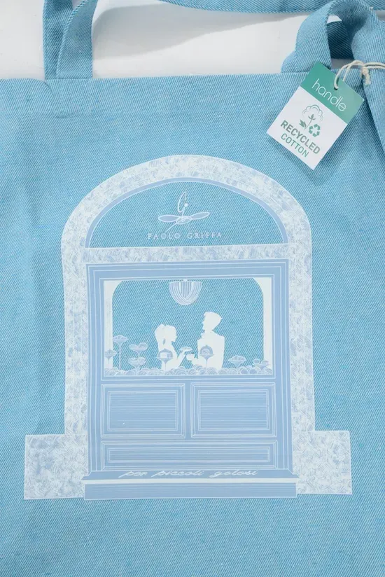 Paolo Griffa al Caffè Nazionale shopper cotone riciclato azzurra