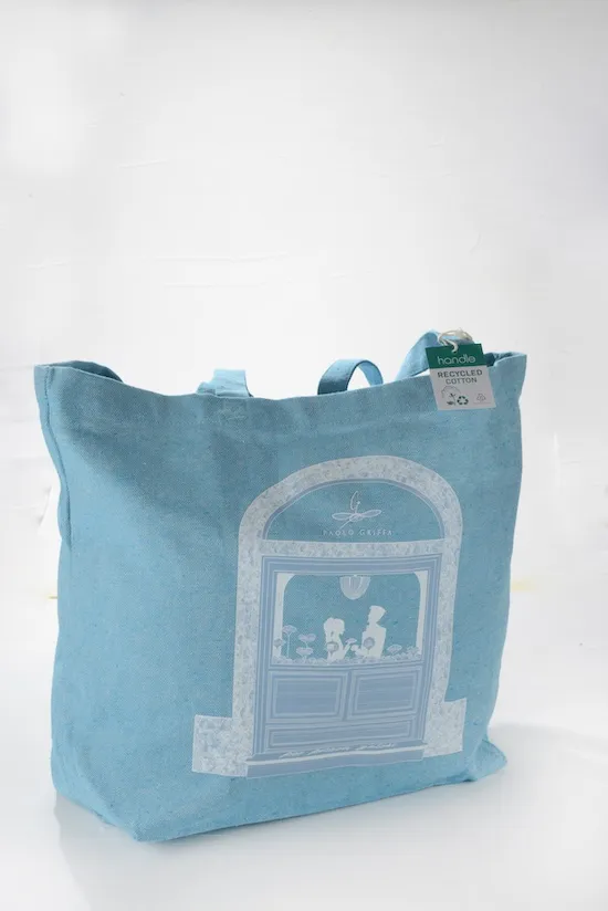 Paolo Griffa al Caffè Nazionale shopper cotone riciclato azzurra
