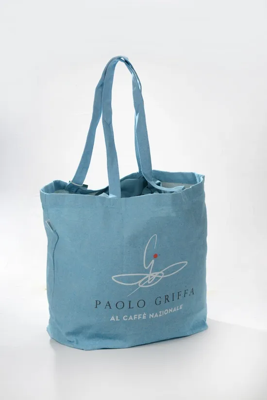 Paolo Griffa al Caffè Nazionale shopper cotone riciclato azzurra